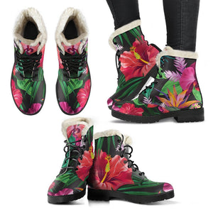 Hawaiian Floral Flowers Pattern Print Comfy Boots GearFrost