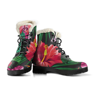 Hawaiian Floral Flowers Pattern Print Comfy Boots GearFrost