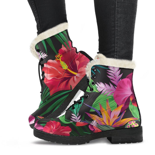 Hawaiian Floral Flowers Pattern Print Comfy Boots GearFrost