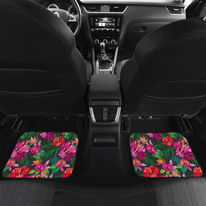 Hawaiian Floral Flowers Pattern Print Front and Back Car Floor Mats