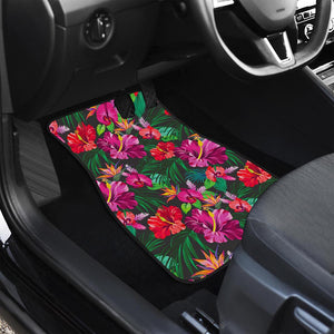 Hawaiian Floral Flowers Pattern Print Front and Back Car Floor Mats