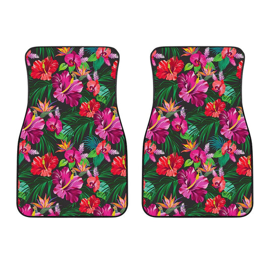 Hawaiian Floral Flowers Pattern Print Front Car Floor Mats