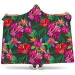 Hawaiian Floral Flowers Pattern Print Hooded Blanket