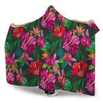 Hawaiian Floral Flowers Pattern Print Hooded Blanket