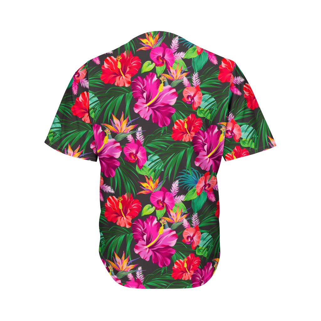 Hawaiian Floral Flowers Pattern Print Men's Baseball Jersey