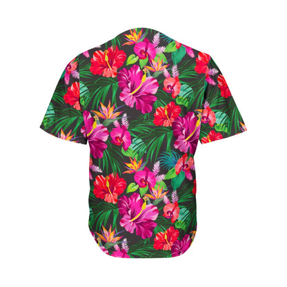 Hawaiian Floral Flowers Pattern Print Men's Baseball Jersey