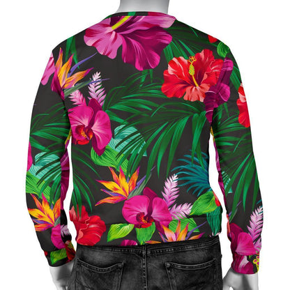 Hawaiian Floral Flowers Pattern Print Men's Crewneck Sweatshirt GearFrost