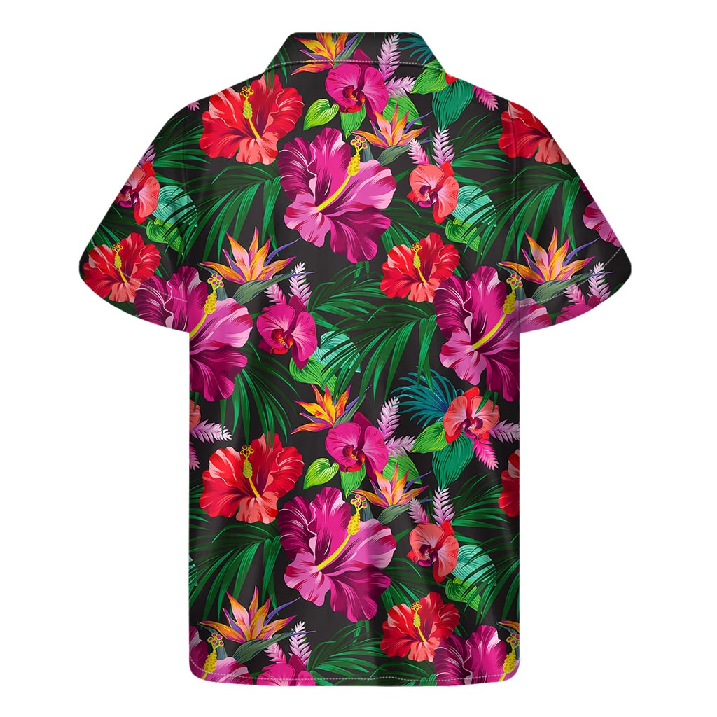 Hawaiian Floral Flowers Pattern Print Men's Short Sleeve Shirt