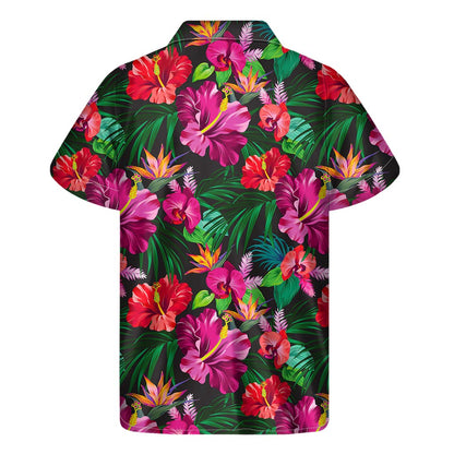 Hawaiian Floral Flowers Pattern Print Men's Short Sleeve Shirt