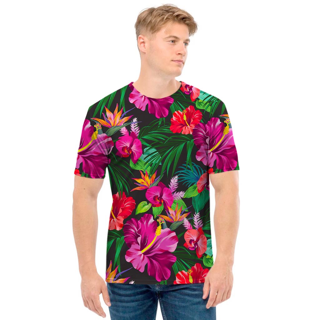 Hawaiian Floral Flowers Pattern Print Men's T-Shirt
