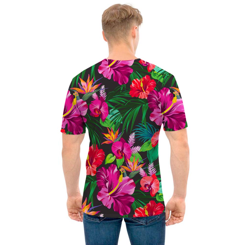 Hawaiian Floral Flowers Pattern Print Men's T-Shirt