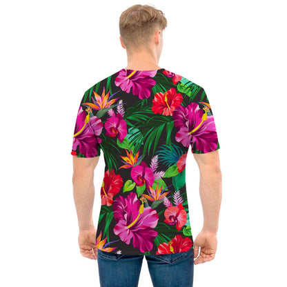 Hawaiian Floral Flowers Pattern Print Men's T-Shirt