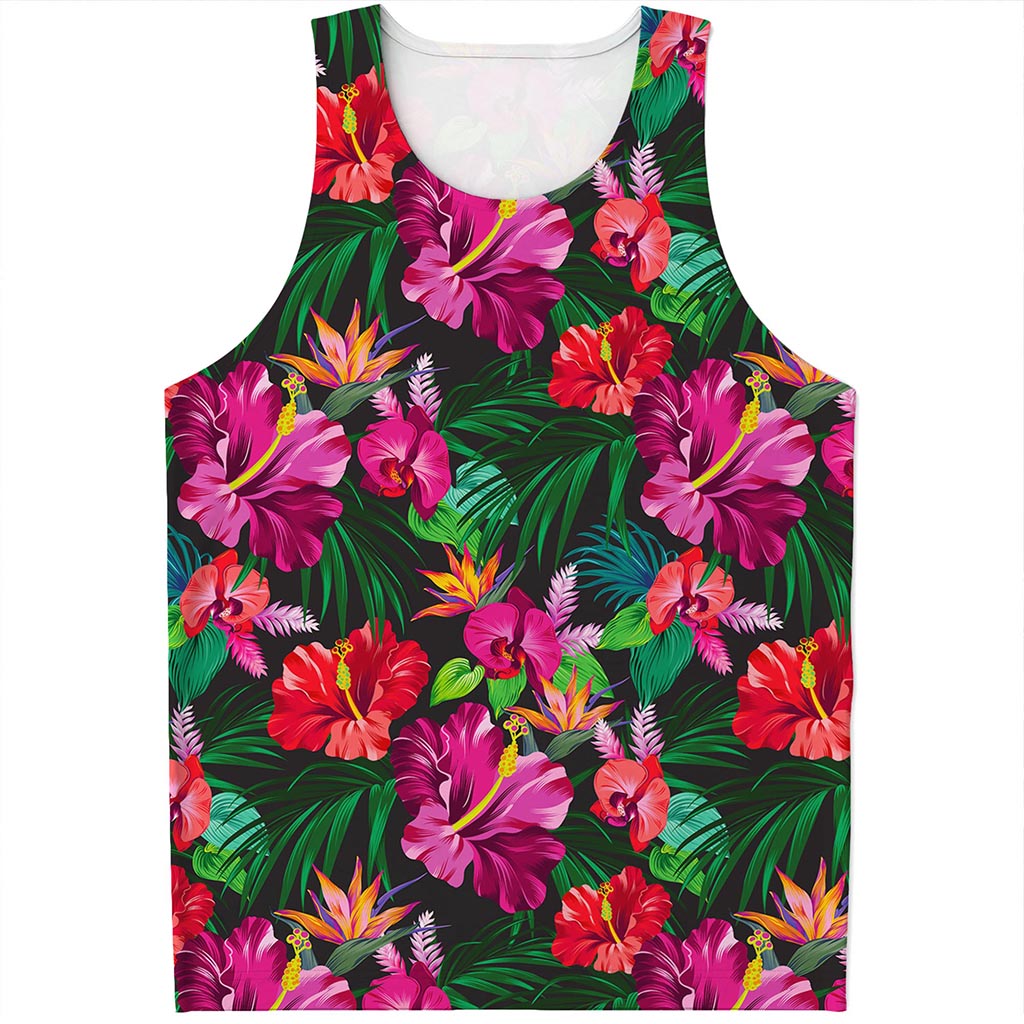 Hawaiian Floral Flowers Pattern Print Men's Tank Top