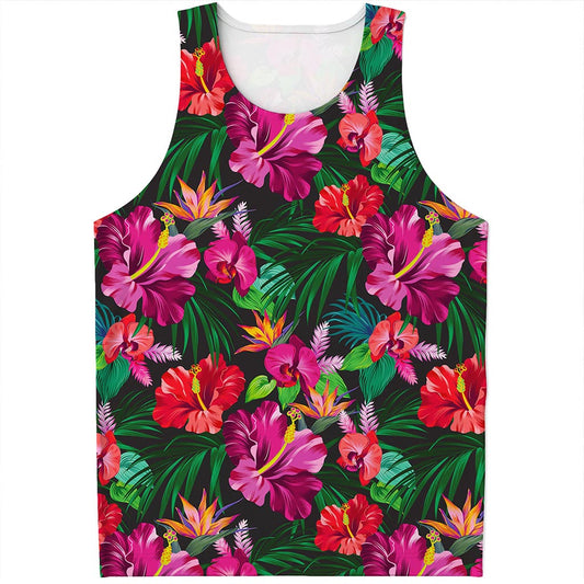 Hawaiian Floral Flowers Pattern Print Men's Tank Top