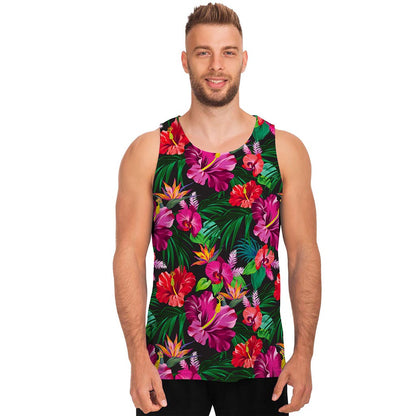 Hawaiian Floral Flowers Pattern Print Men's Tank Top