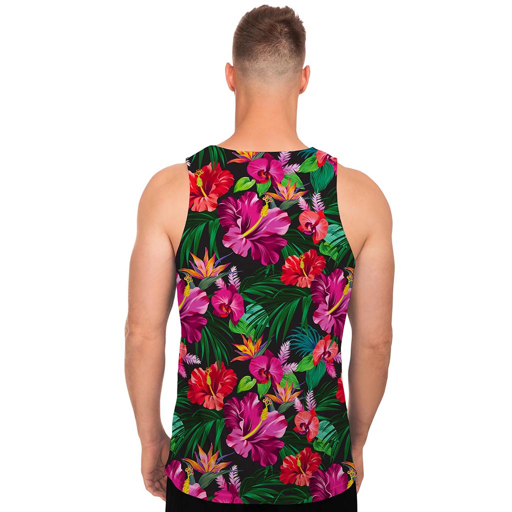 Hawaiian Floral Flowers Pattern Print Men's Tank Top