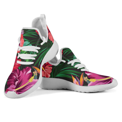 Hawaiian Floral Flowers Pattern Print Mesh Knit Shoes GearFrost