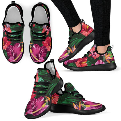 Hawaiian Floral Flowers Pattern Print Mesh Knit Shoes GearFrost