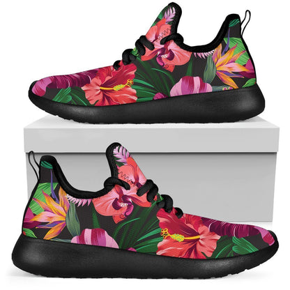Hawaiian Floral Flowers Pattern Print Mesh Knit Shoes GearFrost