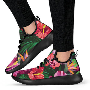Hawaiian Floral Flowers Pattern Print Mesh Knit Shoes GearFrost