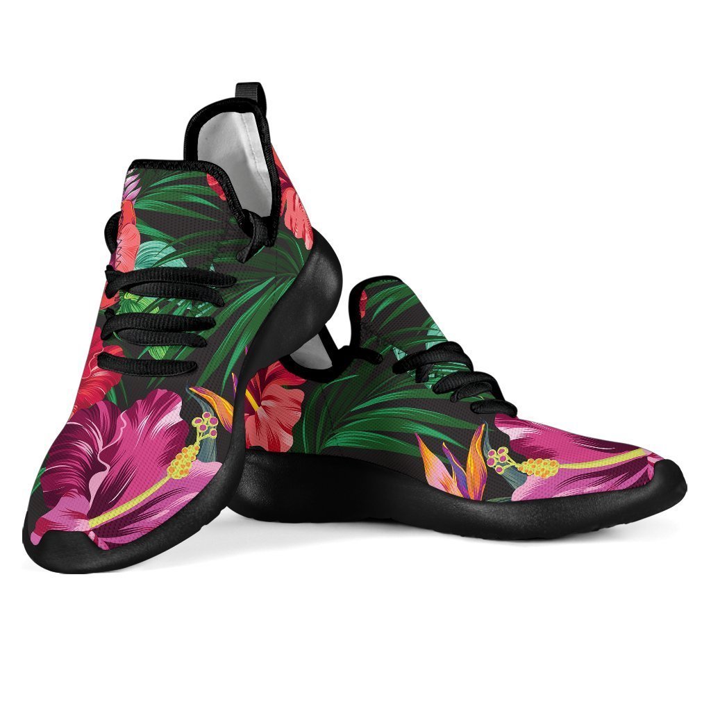Hawaiian Floral Flowers Pattern Print Mesh Knit Shoes GearFrost