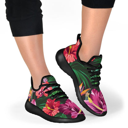 Hawaiian Floral Flowers Pattern Print Mesh Knit Shoes GearFrost