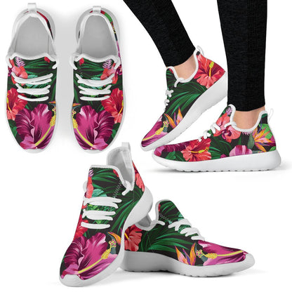 Hawaiian Floral Flowers Pattern Print Mesh Knit Shoes GearFrost