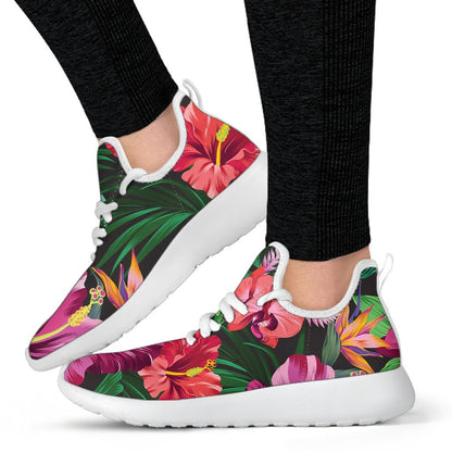 Hawaiian Floral Flowers Pattern Print Mesh Knit Shoes GearFrost