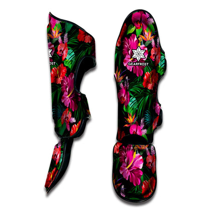 Hawaiian Floral Flowers Pattern Print Muay Thai Shin Guard