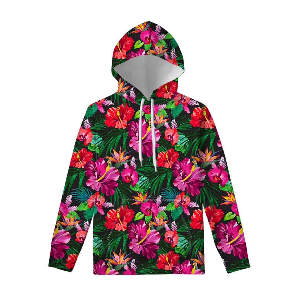 Hawaiian Floral Flowers Pattern Print Pullover Hoodie