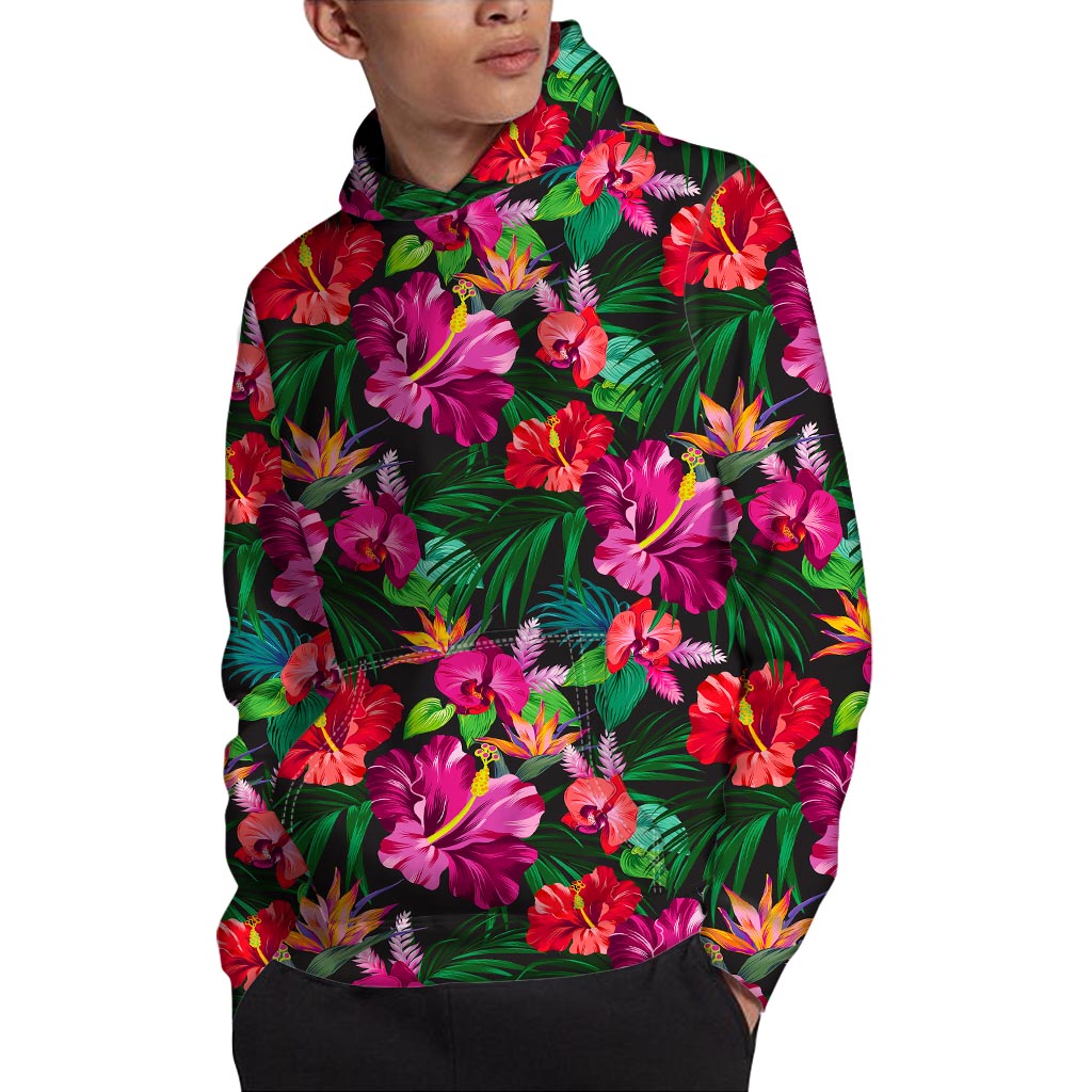 Hawaiian Floral Flowers Pattern Print Pullover Hoodie