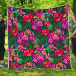 Hawaiian Floral Flowers Pattern Print Quilt