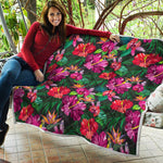 Hawaiian Floral Flowers Pattern Print Quilt