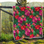 Hawaiian Floral Flowers Pattern Print Quilt