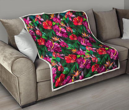 Hawaiian Floral Flowers Pattern Print Quilt