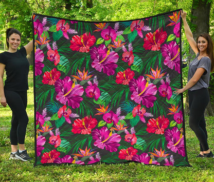 Hawaiian Floral Flowers Pattern Print Quilt