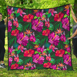 Hawaiian Floral Flowers Pattern Print Quilt