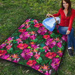 Hawaiian Floral Flowers Pattern Print Quilt