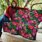 Hawaiian Floral Flowers Pattern Print Quilt