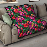 Hawaiian Floral Flowers Pattern Print Quilt