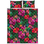 Hawaiian Floral Flowers Pattern Print Quilt Bed Set