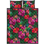 Hawaiian Floral Flowers Pattern Print Quilt Bed Set