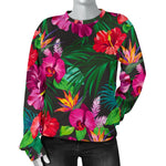 Hawaiian Floral Flowers Pattern Print Women's Crewneck Sweatshirt GearFrost