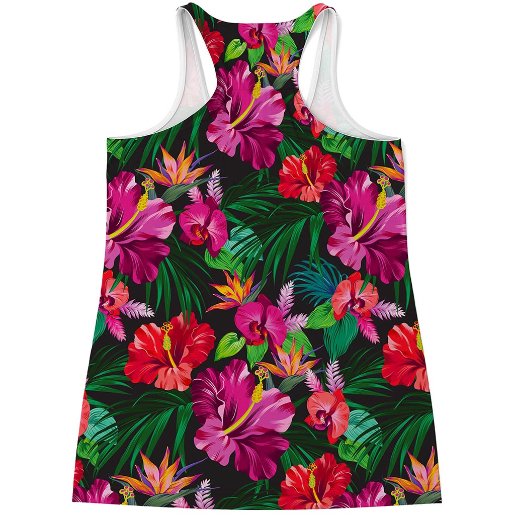 Hawaiian Floral Flowers Pattern Print Women's Racerback Tank Top
