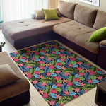 Hawaiian Floral Pattern Print Area Rug
