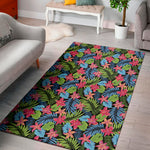 Hawaiian Floral Pattern Print Area Rug
