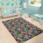 Hawaiian Floral Pattern Print Area Rug