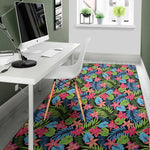 Hawaiian Floral Pattern Print Area Rug