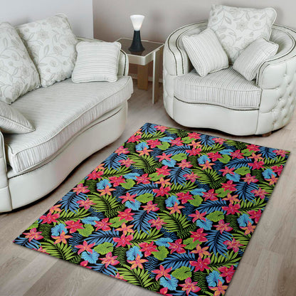 Hawaiian Floral Pattern Print Area Rug