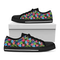 Hawaiian Floral Pattern Print Black Low Top Sneakers